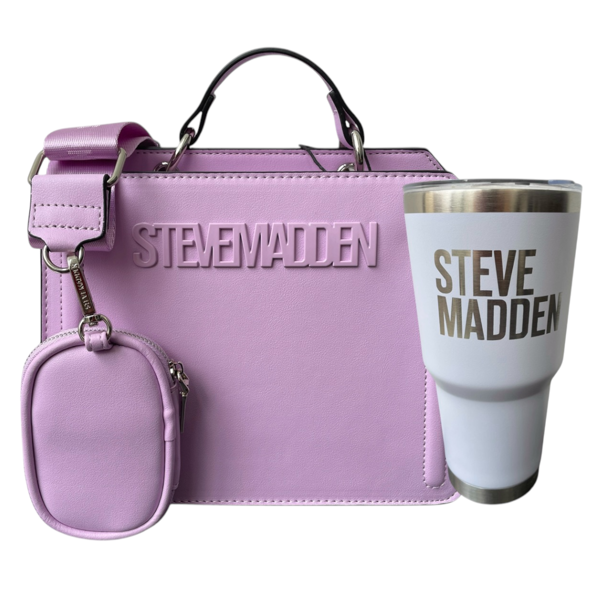 Bolsa Steve Madden Bevelyn Mauve + Termo Steve Madden White