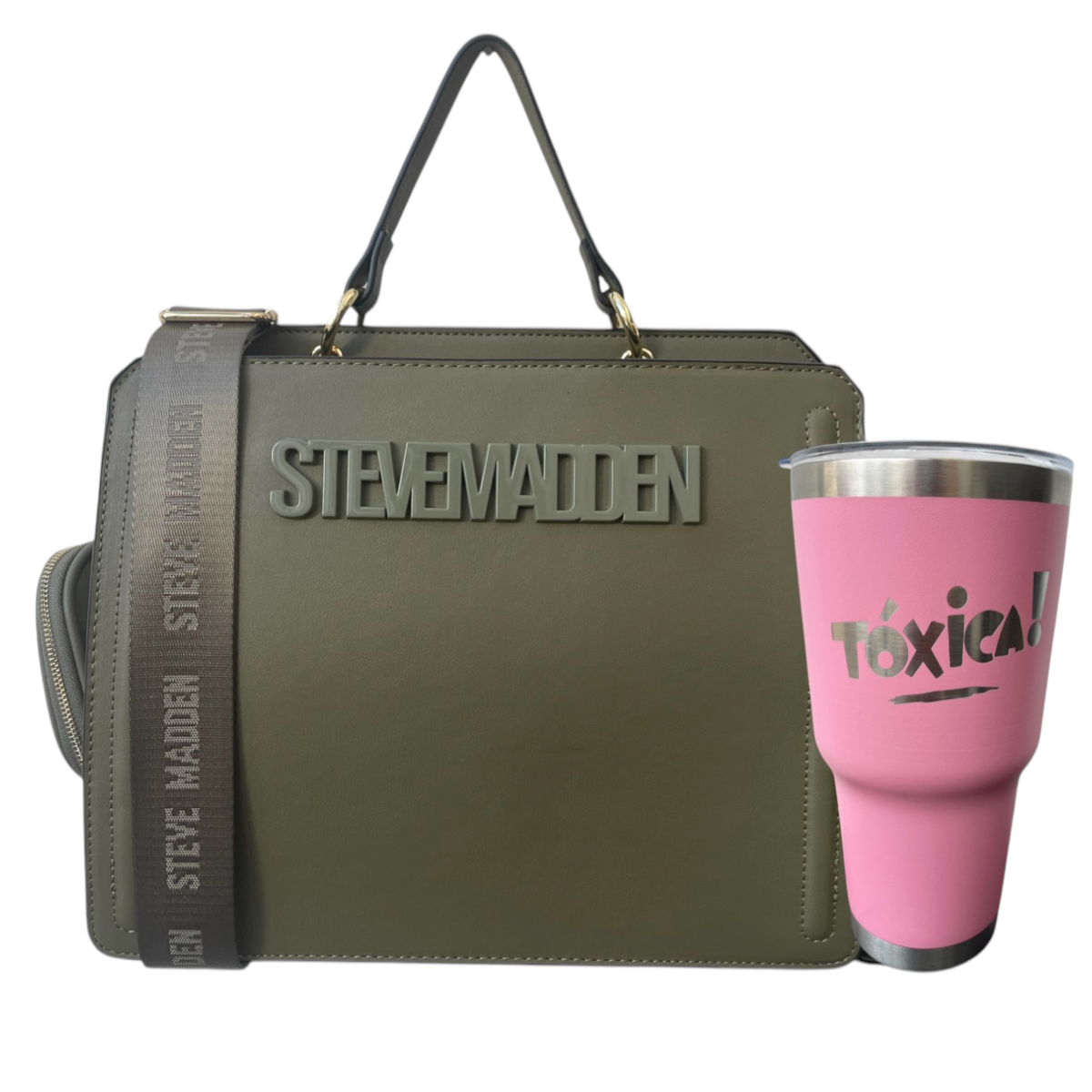 Foto 2 pulgar | Bolsa Steve Madden Bevelyn Olive Xl + Termo Toxica