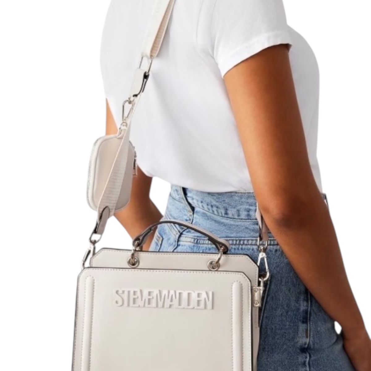 Foto 7 pulgar | Bolsa Steve Madden Bevelyn Cream + Termo Steve Madden White