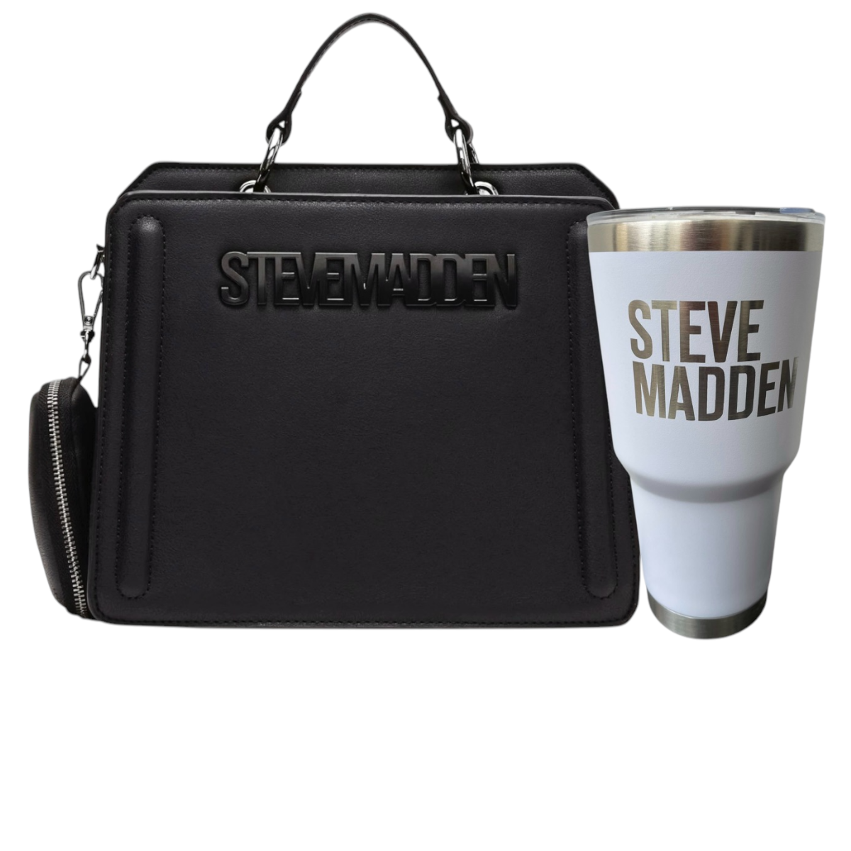 Foto 2 pulgar | Bolsa Steve Madden Bevelyn Black + Termo Steve Madden White