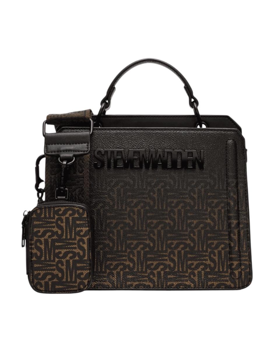 Foto 2 pulgar | Bolsa Tote Steve Madden Café Oscuro de Piel con Asa Desmontable Y Monedero Pequeño