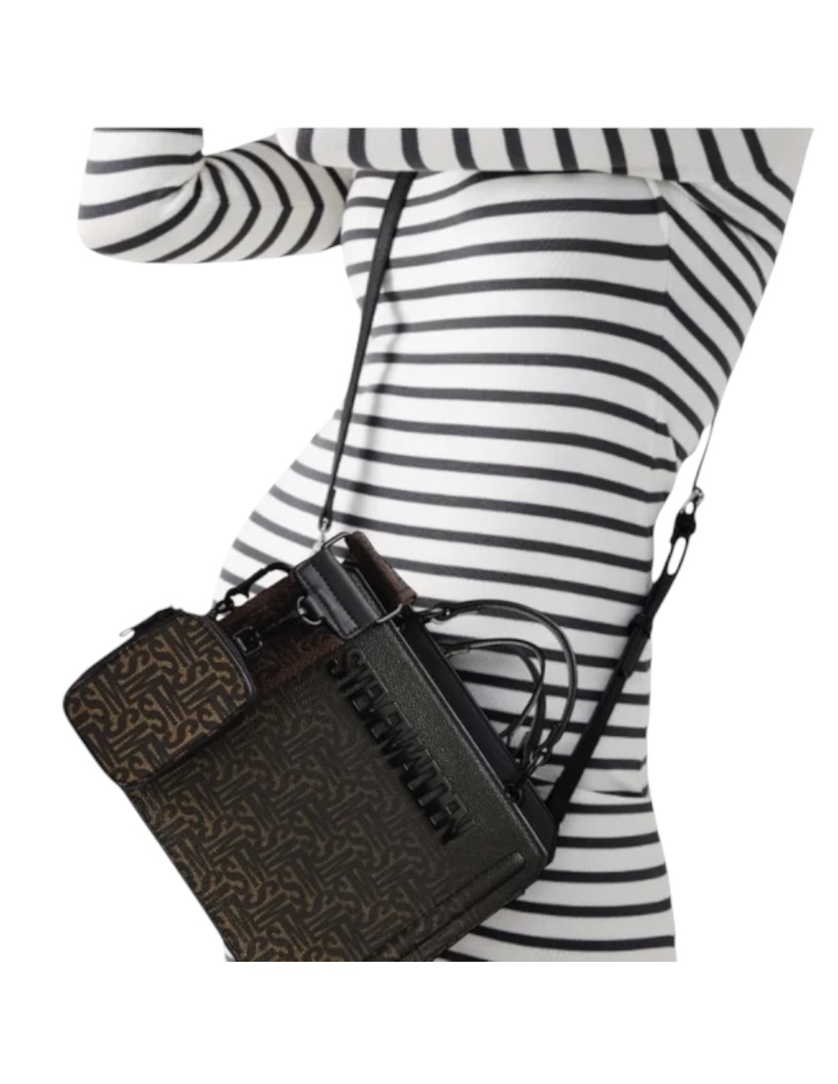Foto 4 pulgar | Bolsa Tote Steve Madden Café Oscuro de Piel con Asa Desmontable Y Monedero Pequeño