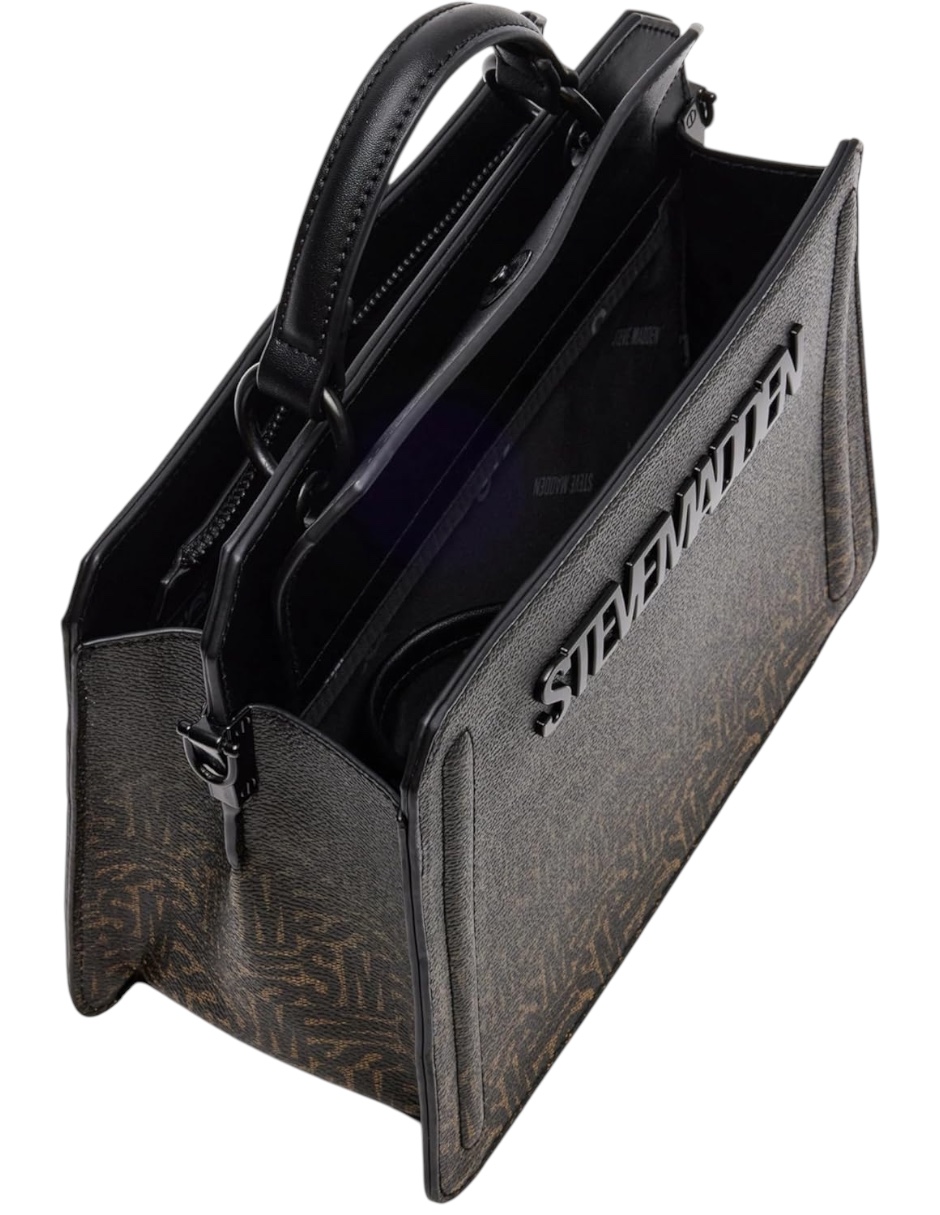 Foto 5 pulgar | Bolsa Tote Steve Madden Café Oscuro de Piel con Asa Desmontable Y Monedero Pequeño