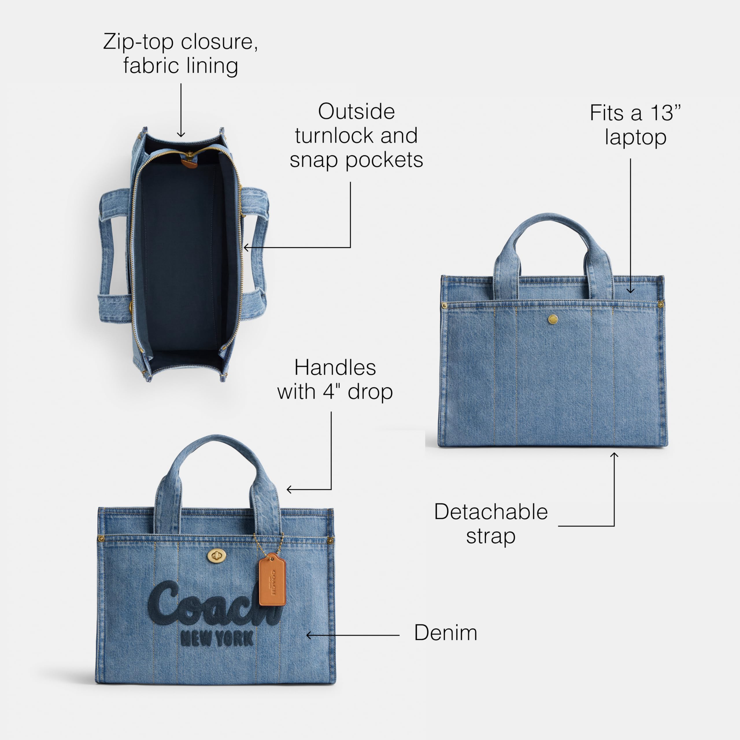 Foto 4 pulgar | Bolso De Mano Coach Cargo Indigo Para Mujer - Venta Internacional.
