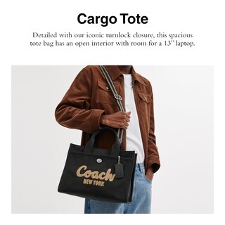 Foto 2 | Bolsa Coach Cargo Tote De Lona Y Cuero Reciclado - Venta Internacional.