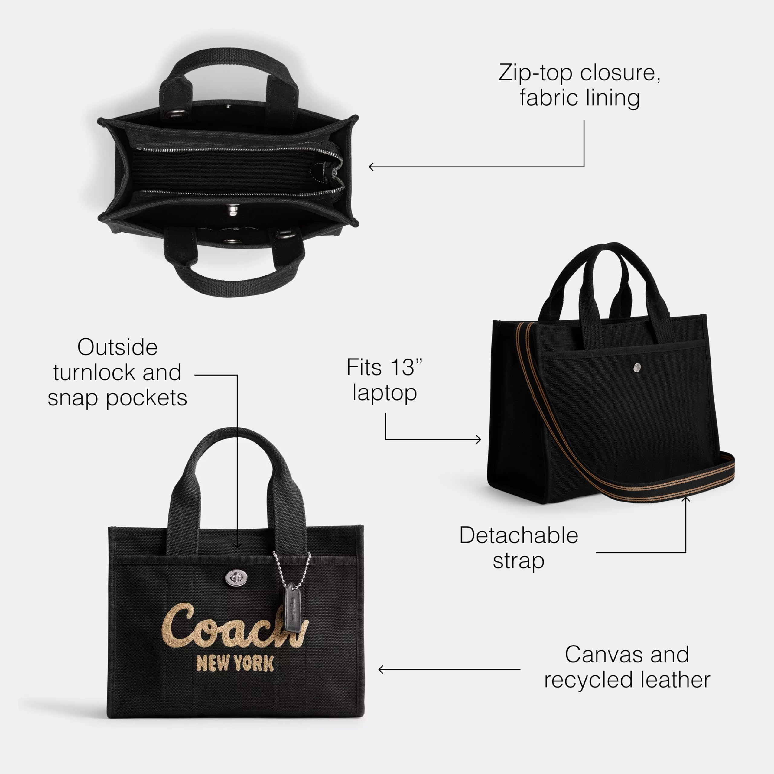 Foto 4 pulgar | Bolsa Coach Cargo Tote De Lona Y Cuero Reciclado - Venta Internacional.