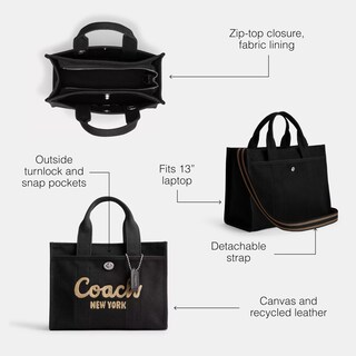 Foto 3 | Bolsa Coach Cargo Tote De Lona Y Cuero Reciclado - Venta Internacional.