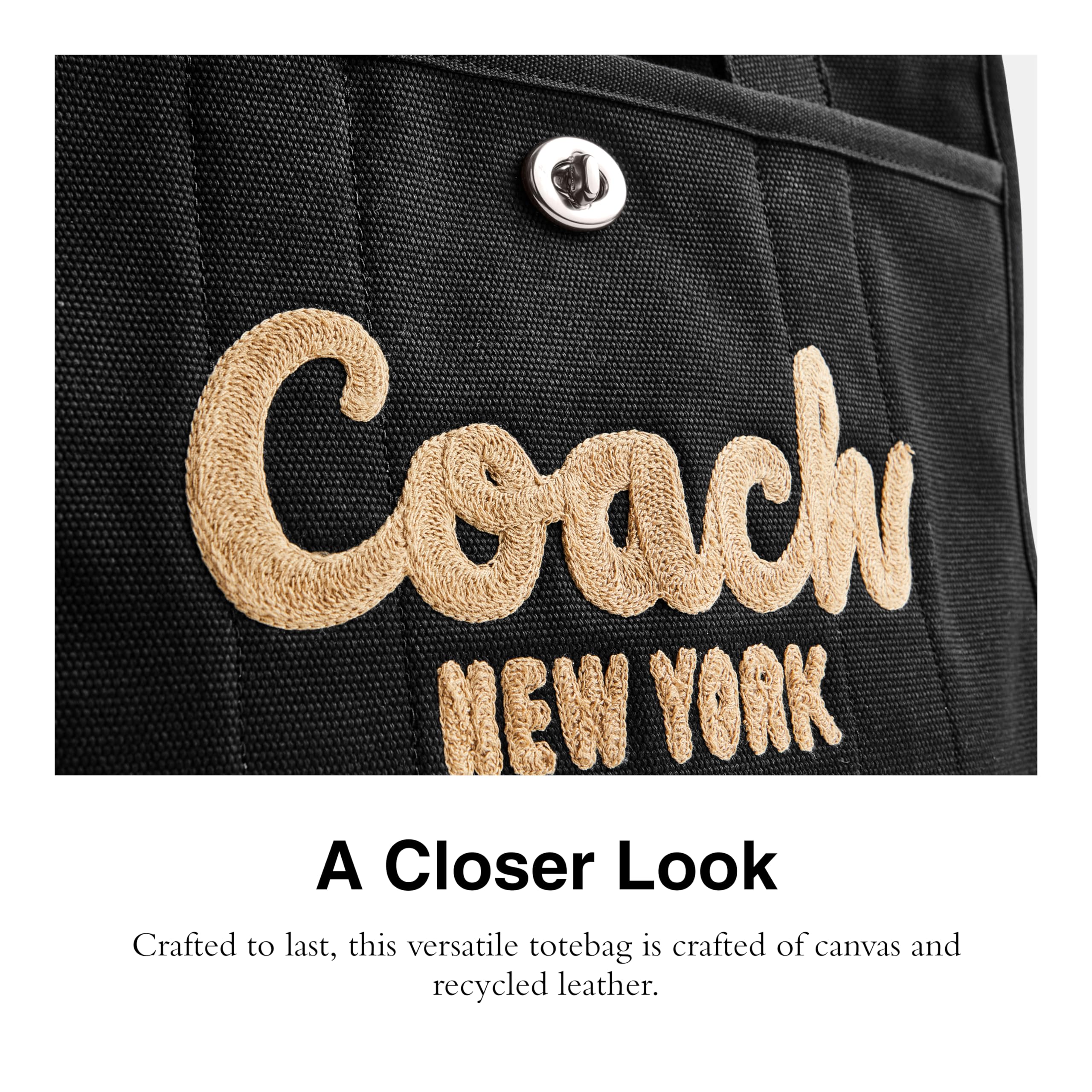 Foto 4 | Bolsa Coach Cargo Tote De Lona Y Cuero Reciclado - Venta Internacional.