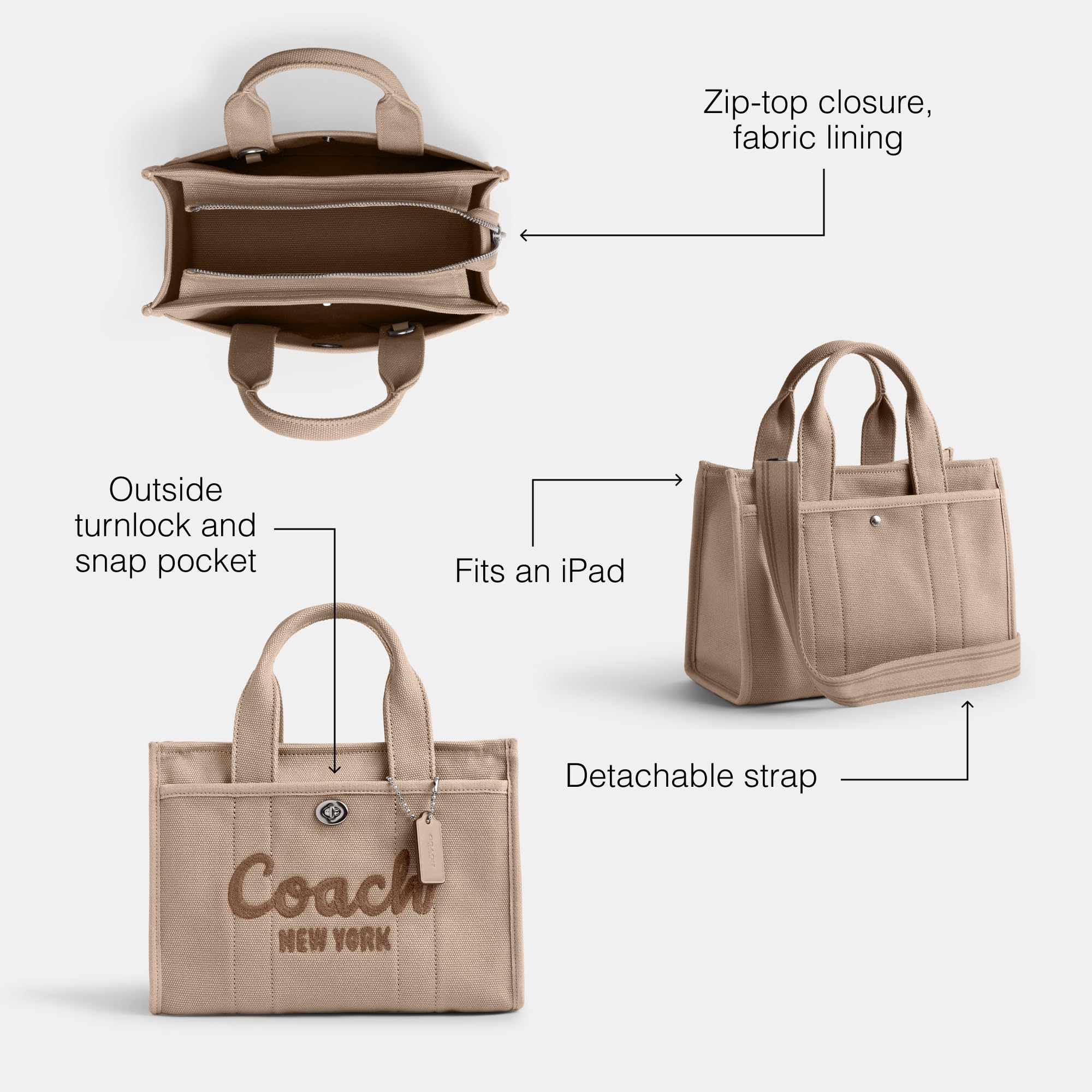 Foto 4 pulgar | Bolsa Coach Cargo Tote 26 Dark Natural Para Mujeres Y Hombres - Venta Internacional.