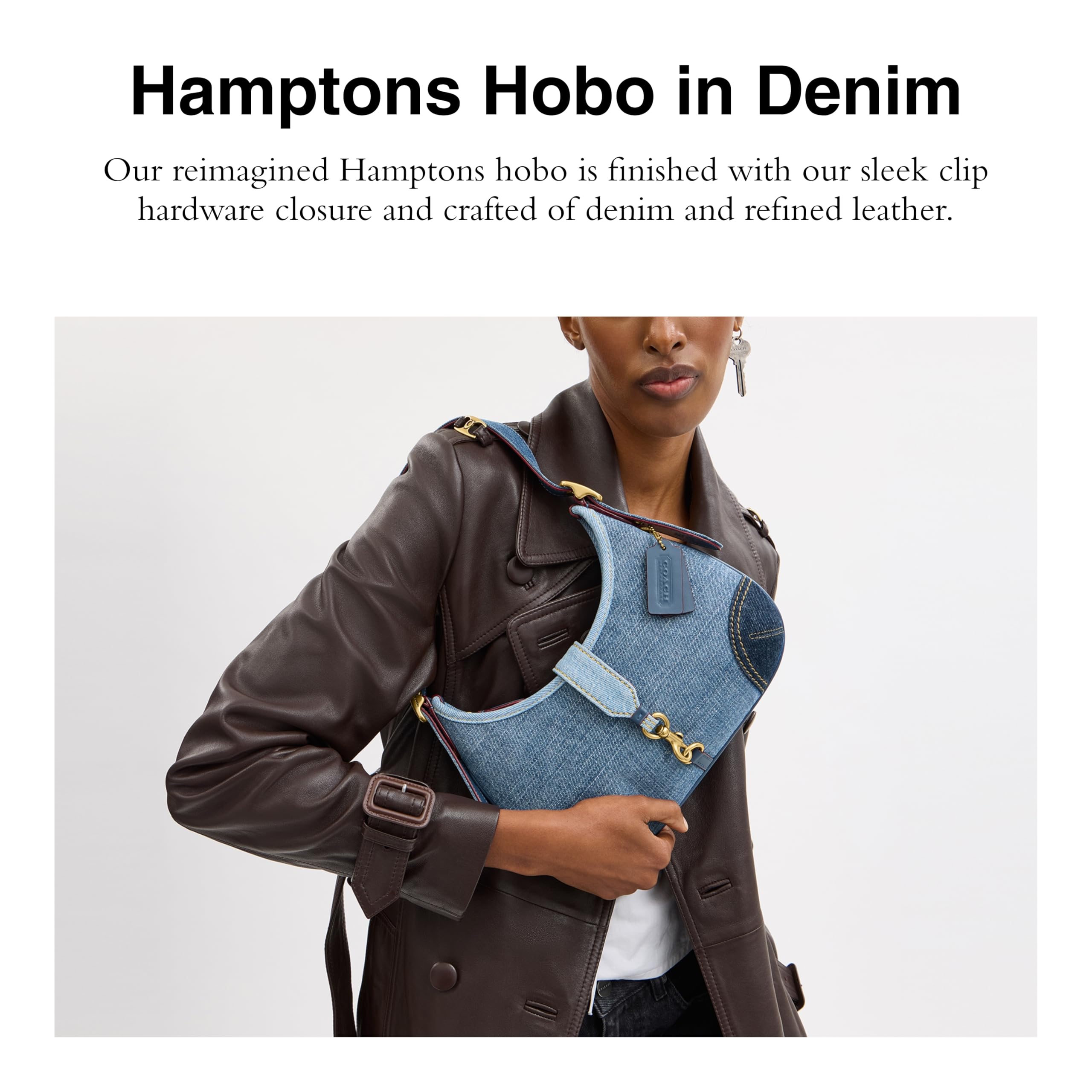 Foto 3 pulgar | Bolso De Mano Coach Hamptons Hobo De Piel Azul Para Mujer - Venta Internacional.