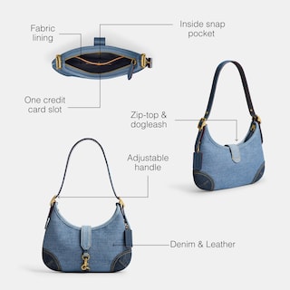 Foto 3 | Bolso De Mano Coach Hamptons Hobo De Piel Azul Para Mujer - Venta Internacional.