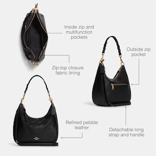 Foto 2 | Bolsa Bandolera Coach Jules Hobo de Piel Negra para Mujer - Venta Internacional
