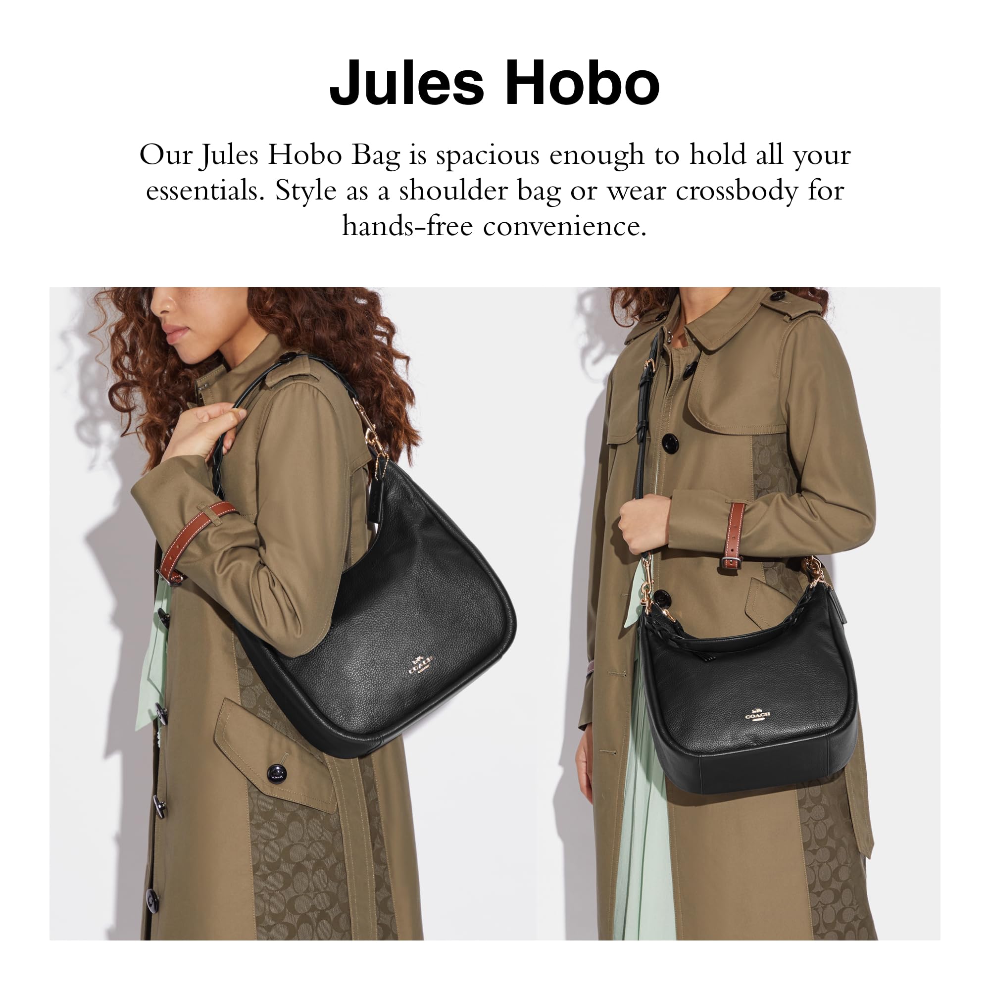 Foto 4 pulgar | Bolsa Bandolera Coach Jules Hobo de Piel Negra para Mujer - Venta Internacional