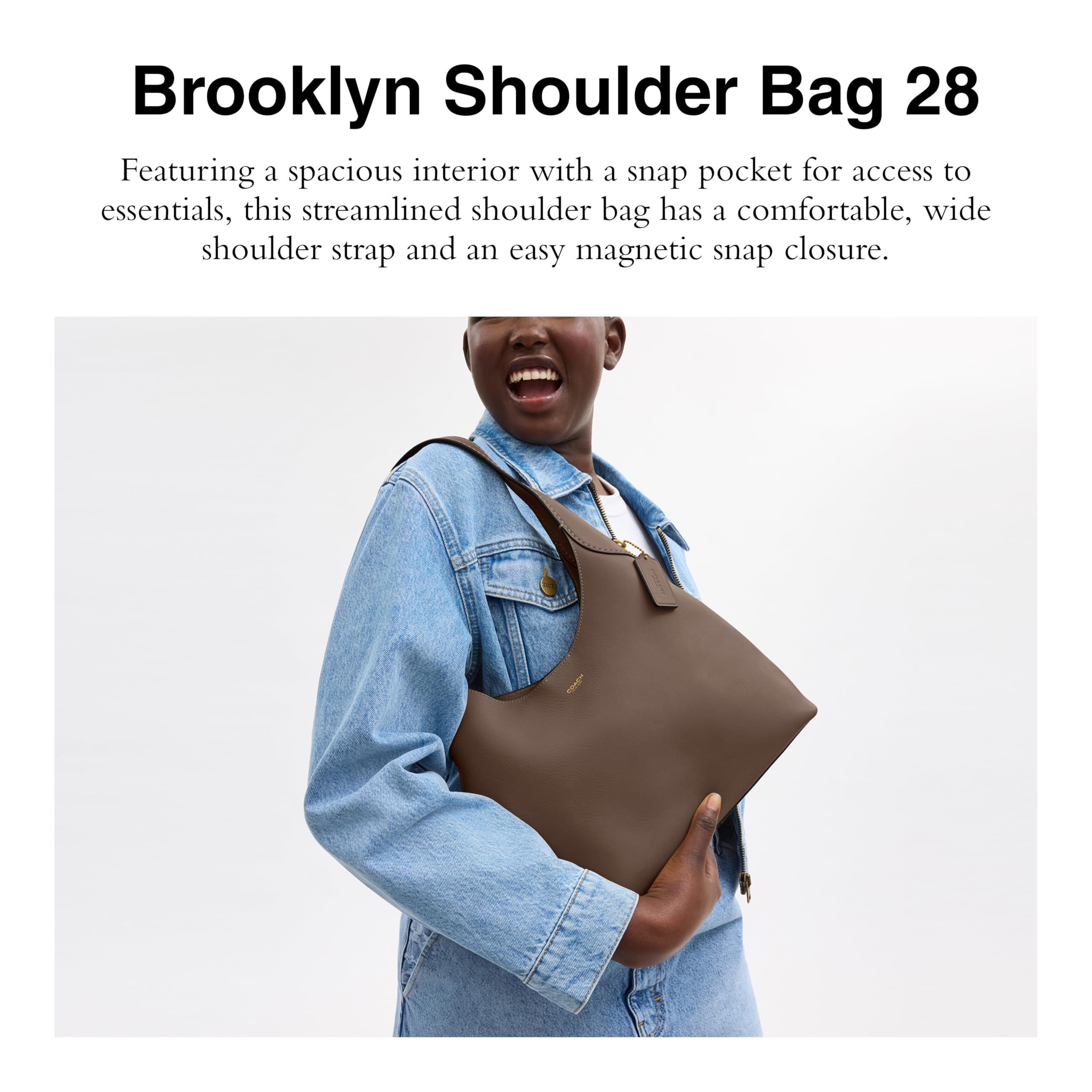 Foto 3 pulgar | Bolsa Bandolera Coach Brooklyn 28 Dark Stone para Mujer - Venta Internacional