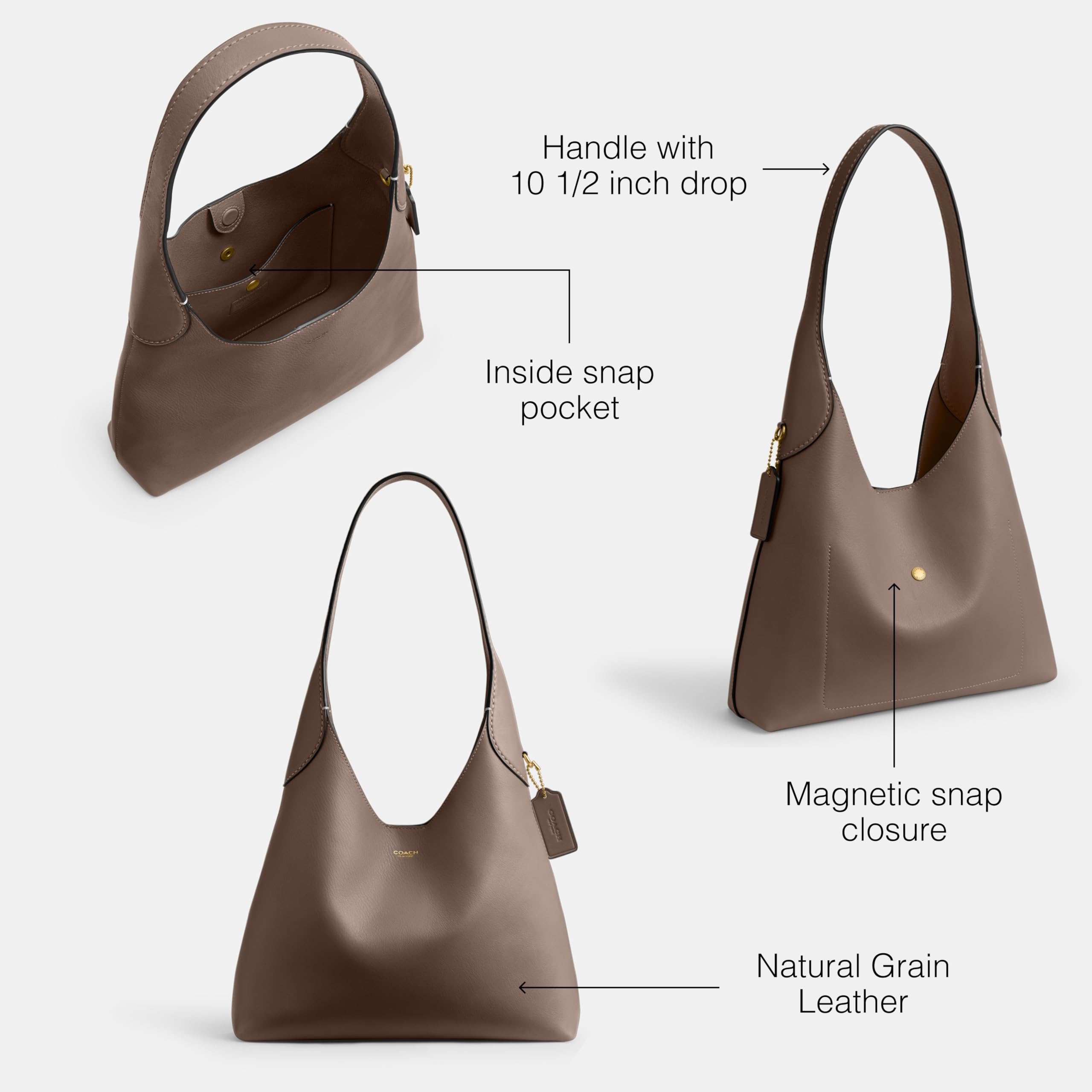Foto 4 pulgar | Bolsa Bandolera Coach Brooklyn 28 Dark Stone para Mujer - Venta Internacional
