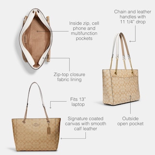 Foto 3 | Bolso De Mano Coach Cammie Chain, Color Caqui Claro, Tiza Para Mujer - Venta Internacional.