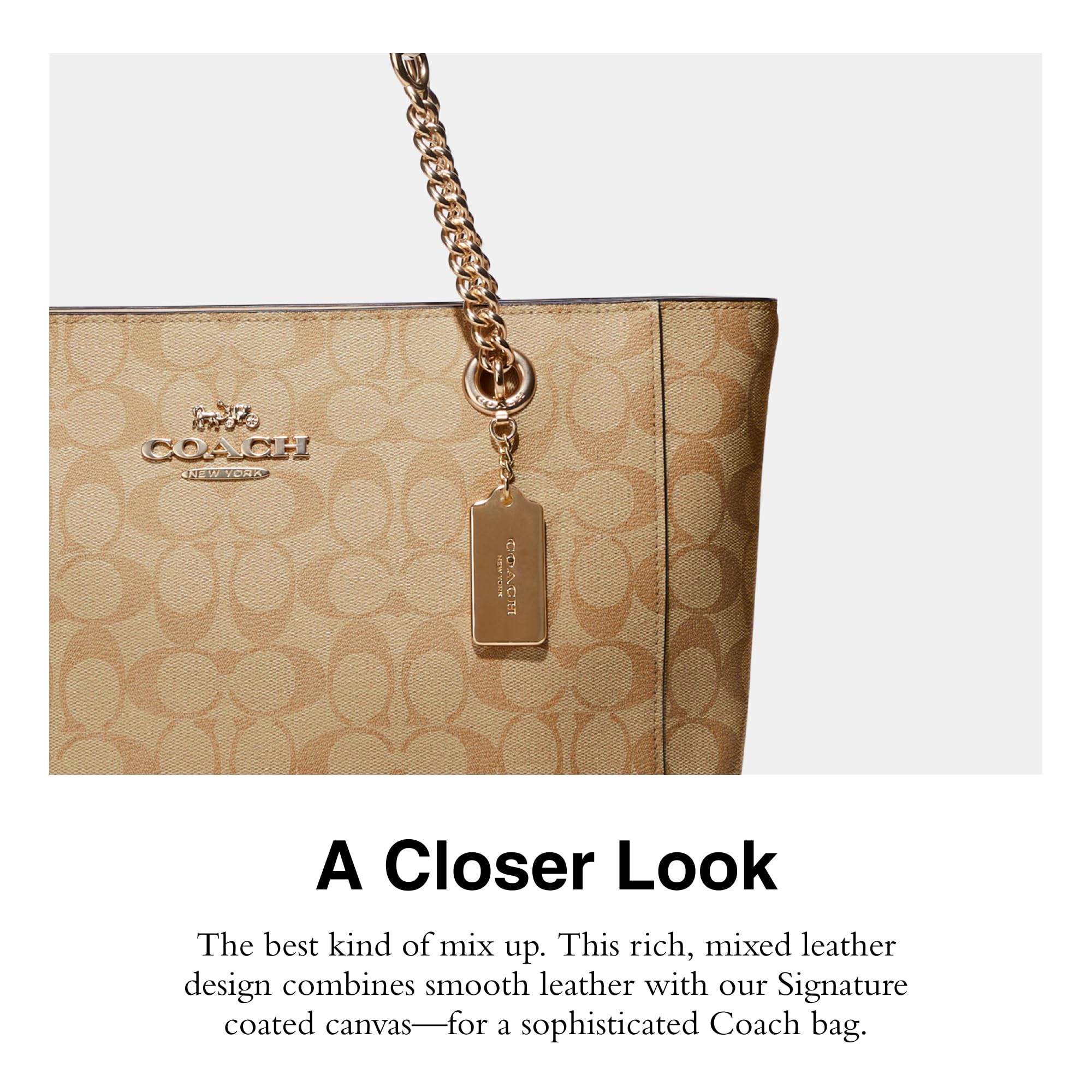 Foto 4 | Bolso De Mano Coach Cammie Chain, Color Caqui Claro, Tiza Para Mujer - Venta Internacional.