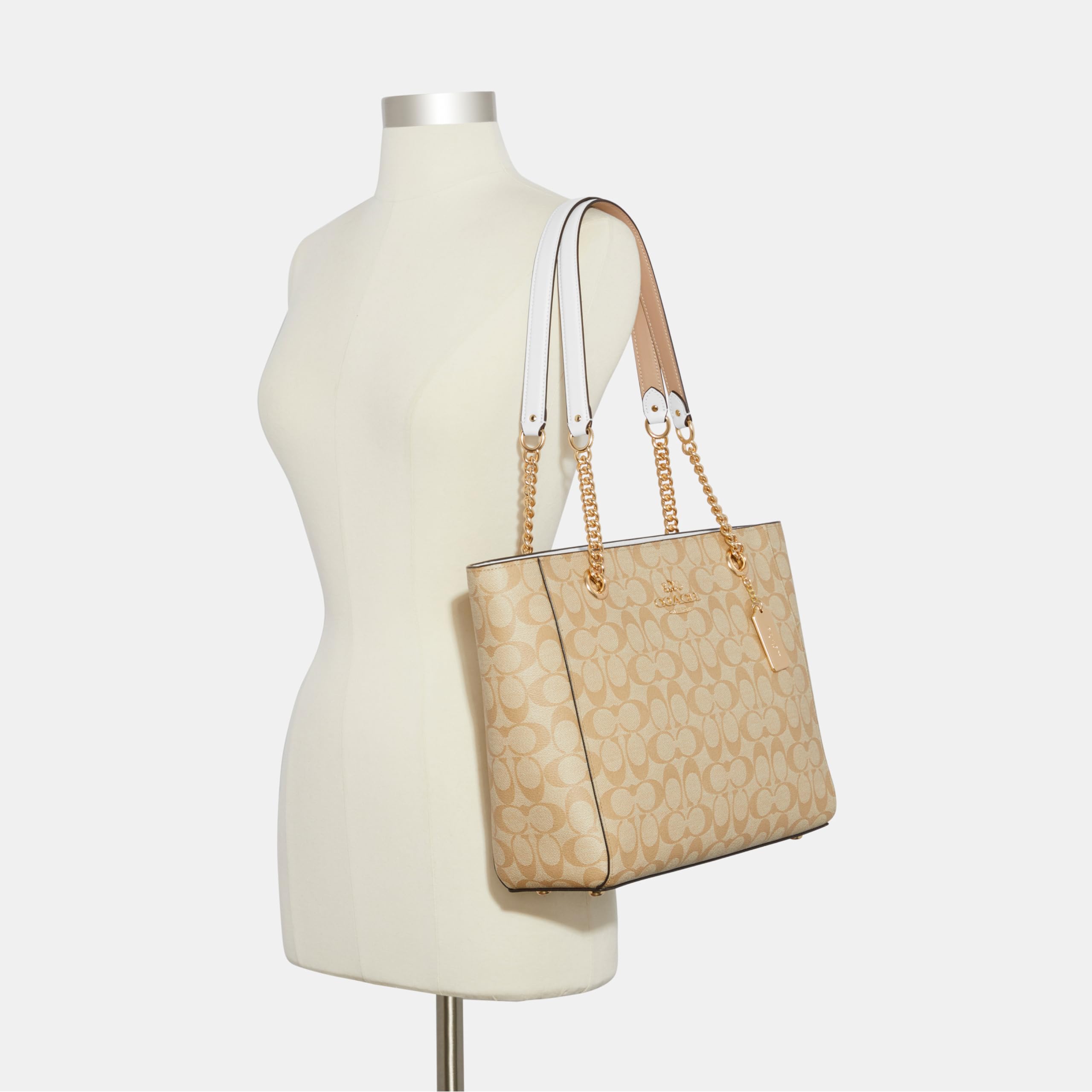 Foto 6 pulgar | Bolso De Mano Coach Cammie Chain, Color Caqui Claro, Tiza Para Mujer - Venta Internacional.
