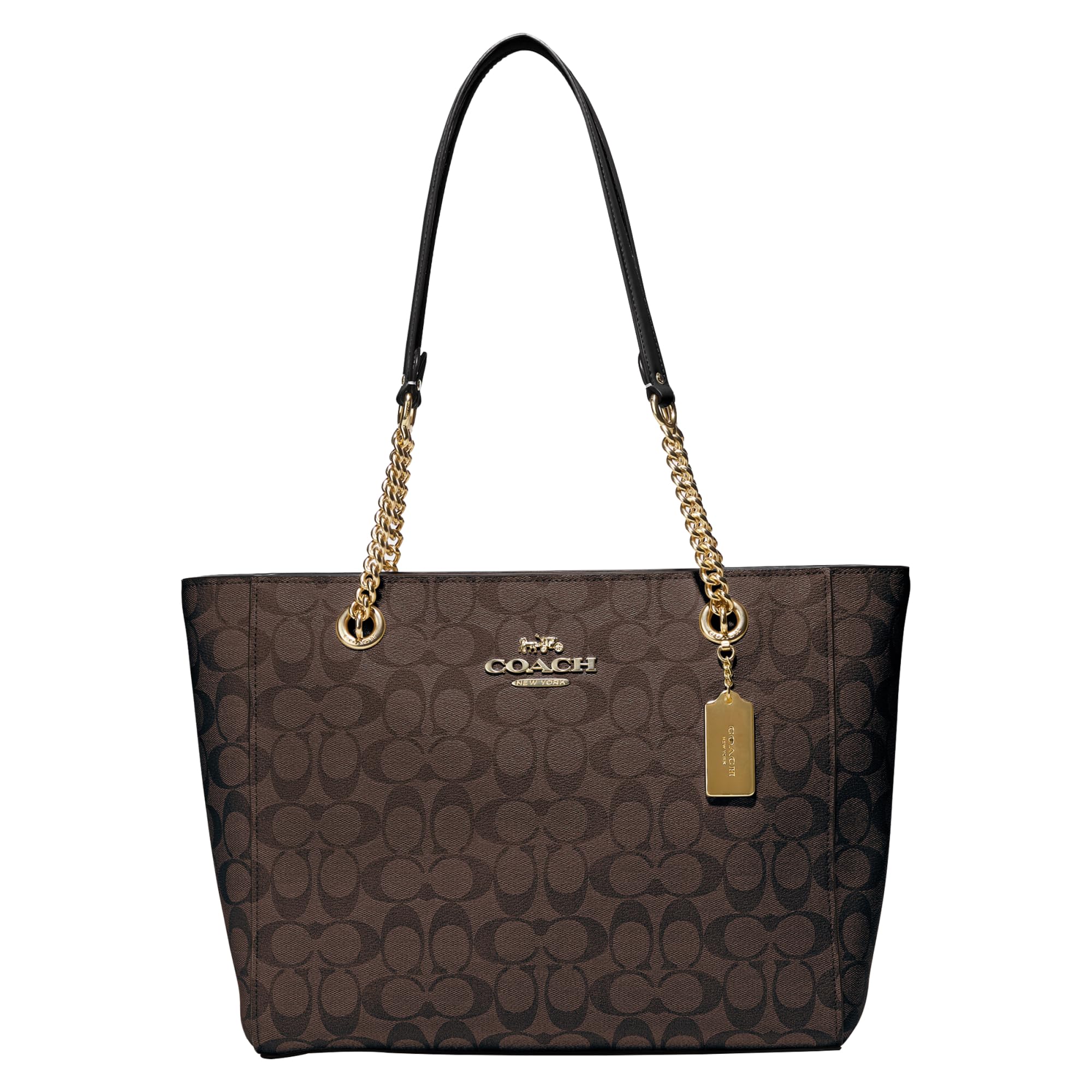 Foto 2 pulgar | Bolso De Mano Coach Cammie Chain, Marrón Y Negro, Lona Exclusiva - Venta Internacional.