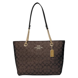 Foto 1 | Bolso De Mano Coach Cammie Chain, Marrón Y Negro, Lona Exclusiva - Venta Internacional.
