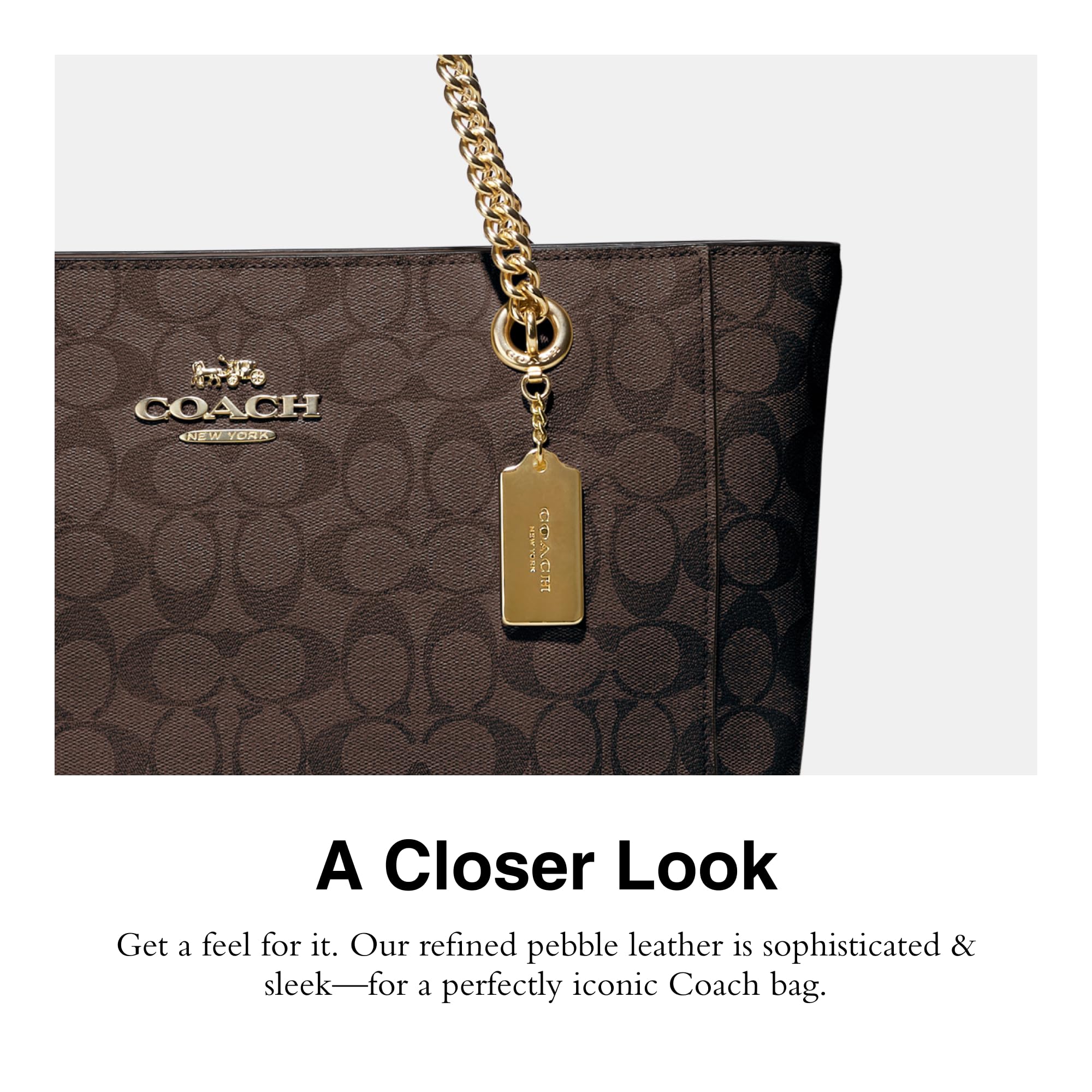 Foto 4 | Bolso De Mano Coach Cammie Chain, Marrón Y Negro, Lona Exclusiva - Venta Internacional.