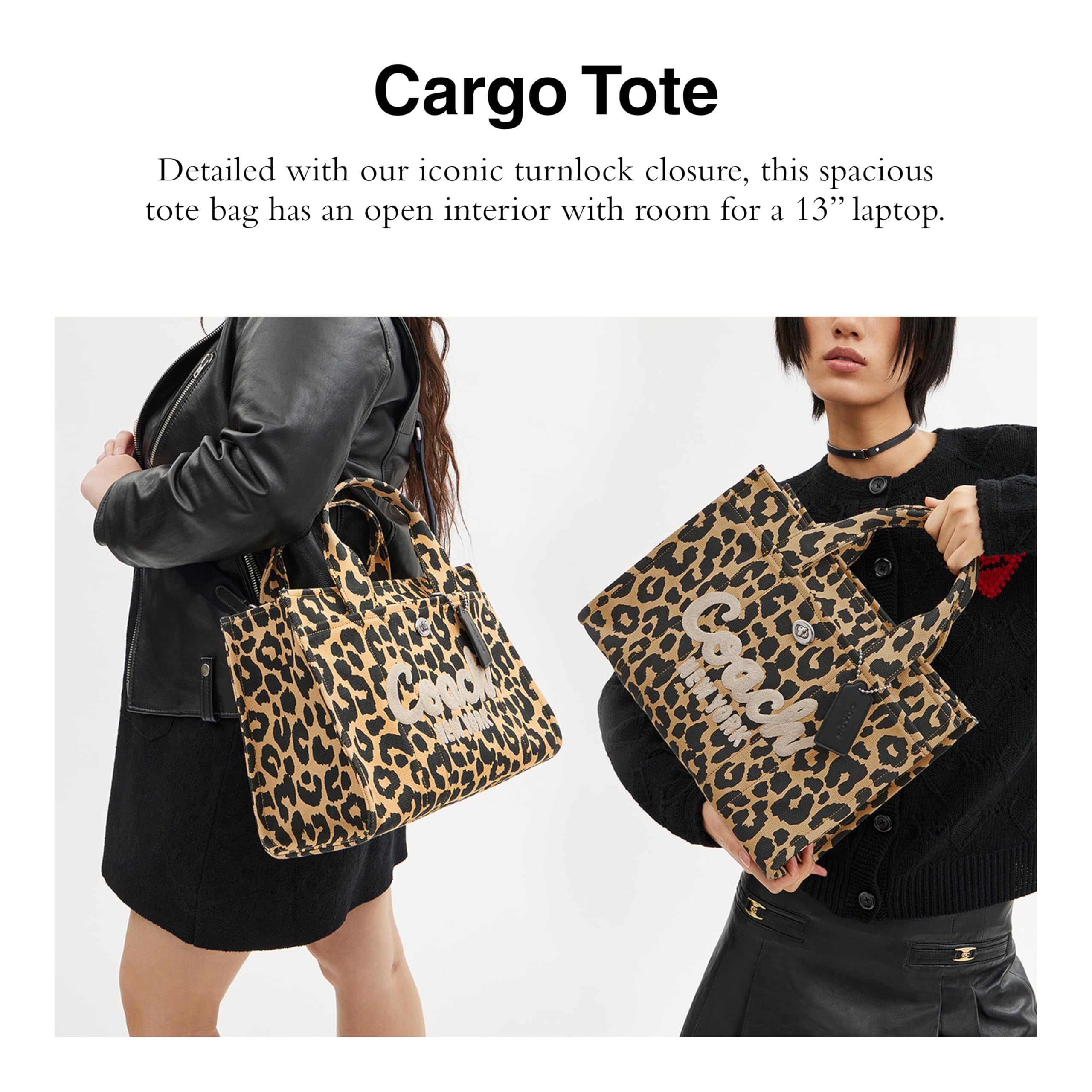 Foto 3 pulgar | Bolso De Mano Coach Leopard Cargo De Piel Curtida - Venta Internacional.
