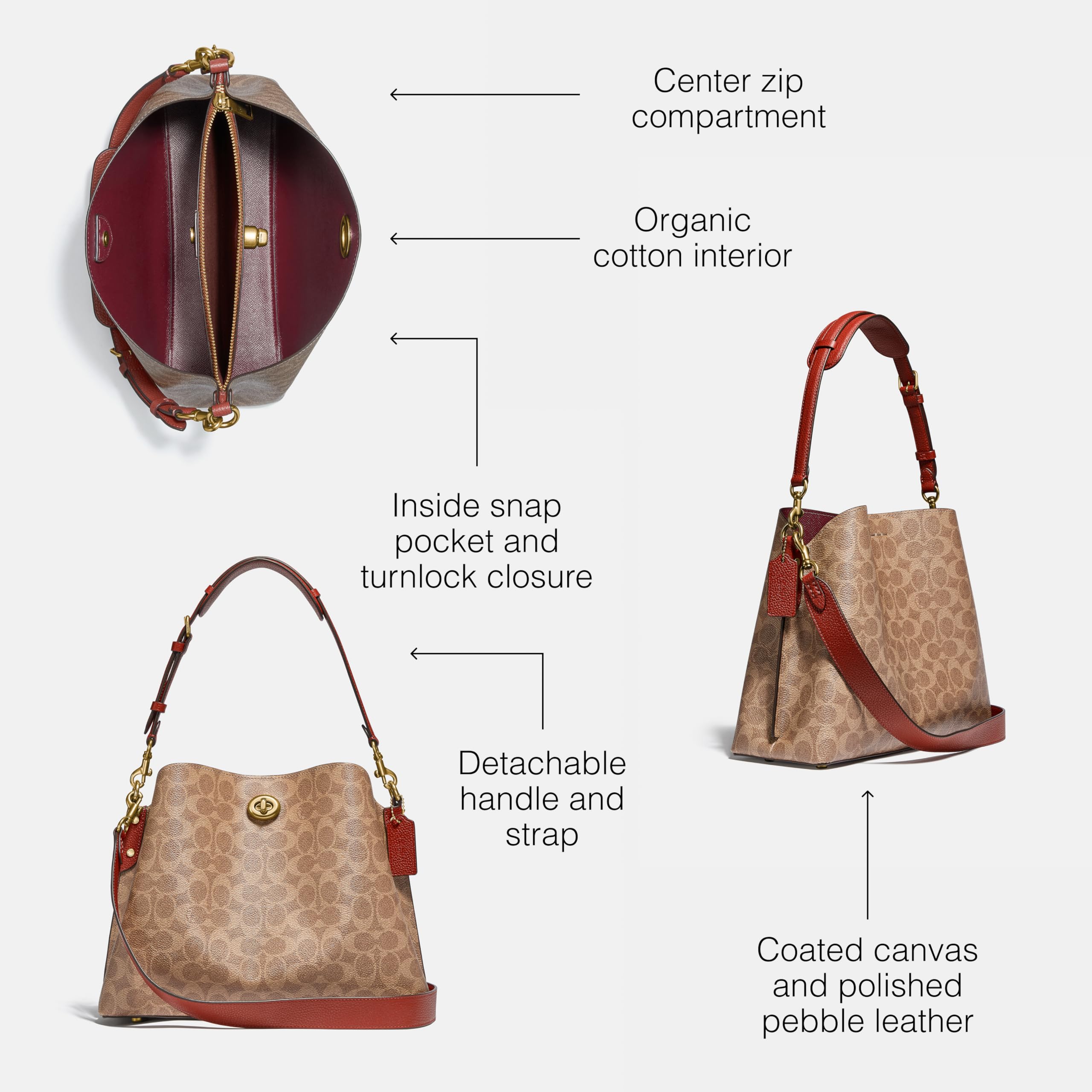Foto 5 pulgar | Bolsa Bandolera Coach Coated Canvas Signature Willow B4/tan - Venta Internacional