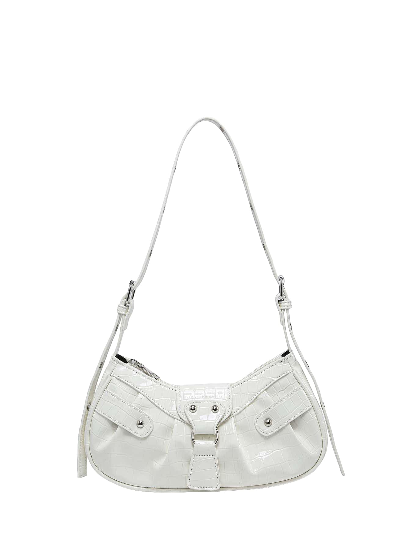Foto 2 pulgar | Bolso De Hombro Verdusa Plisado Hobo De Piel Sintética Blanca Para Mujer - Venta Internacional.