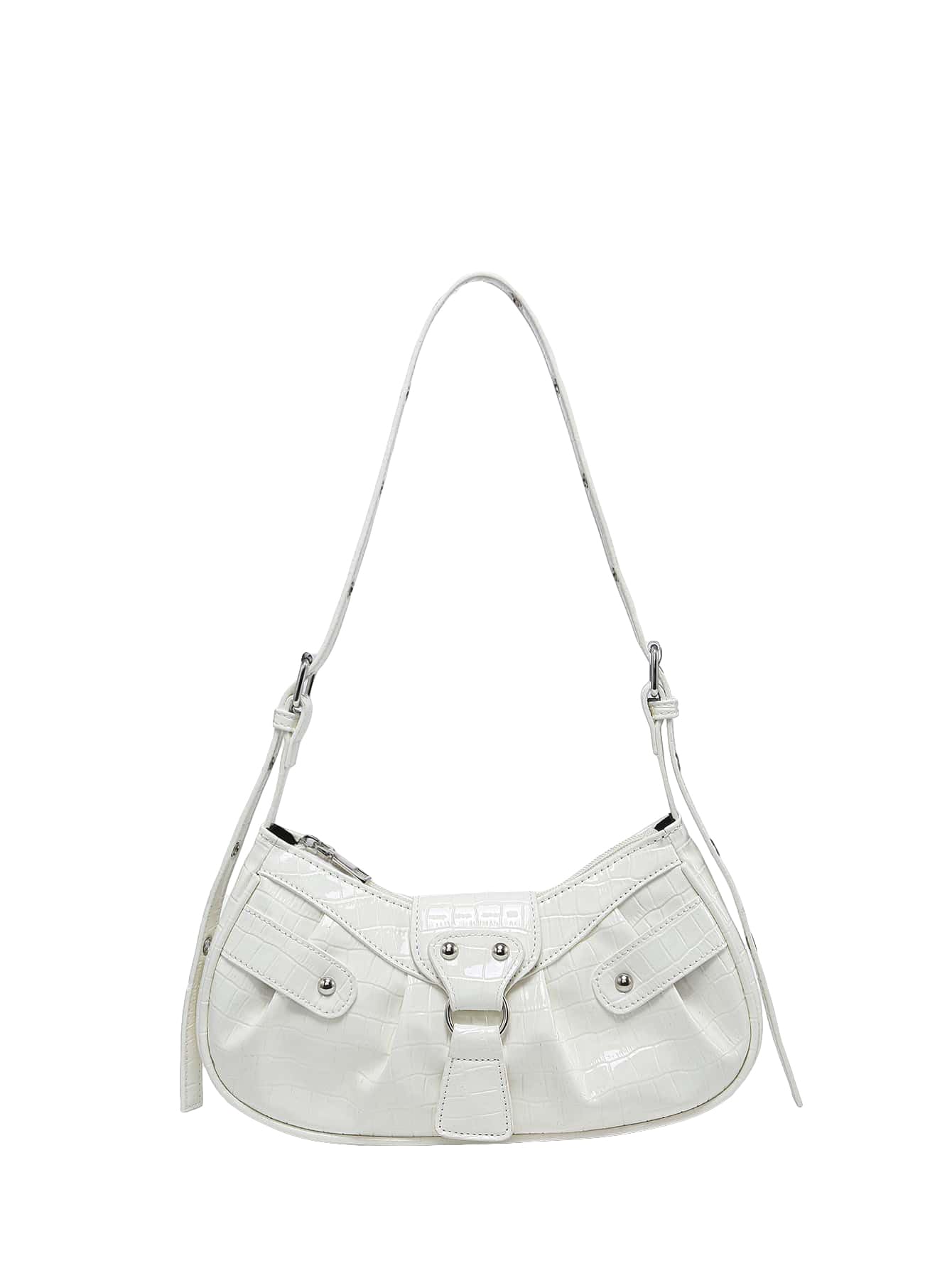 Bolso De Hombro Verdusa Plisado Hobo De Piel Sintética Blanca Para Mujer - Venta Internacional.