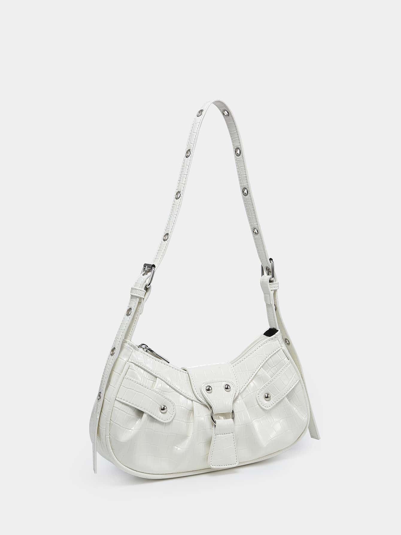 Foto 3 pulgar | Bolso De Hombro Verdusa Plisado Hobo De Piel Sintética Blanca Para Mujer - Venta Internacional.