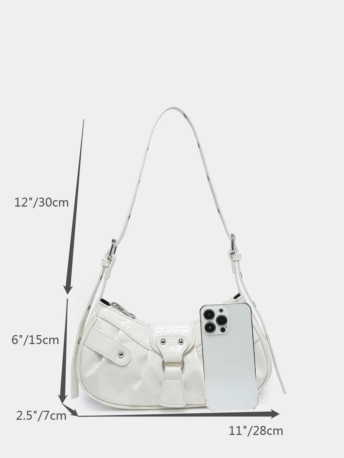 Foto 4 pulgar | Bolso De Hombro Verdusa Plisado Hobo De Piel Sintética Blanca Para Mujer - Venta Internacional.