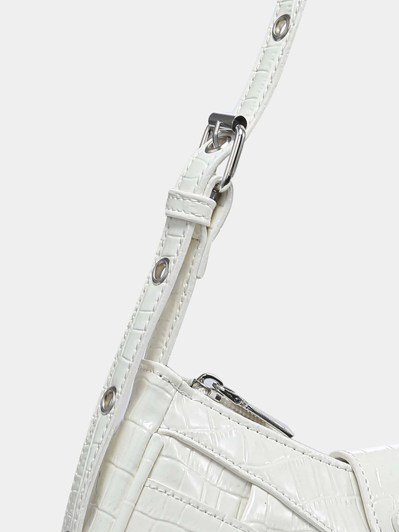 Foto 7 pulgar | Bolso De Hombro Verdusa Plisado Hobo De Piel Sintética Blanca Para Mujer - Venta Internacional.