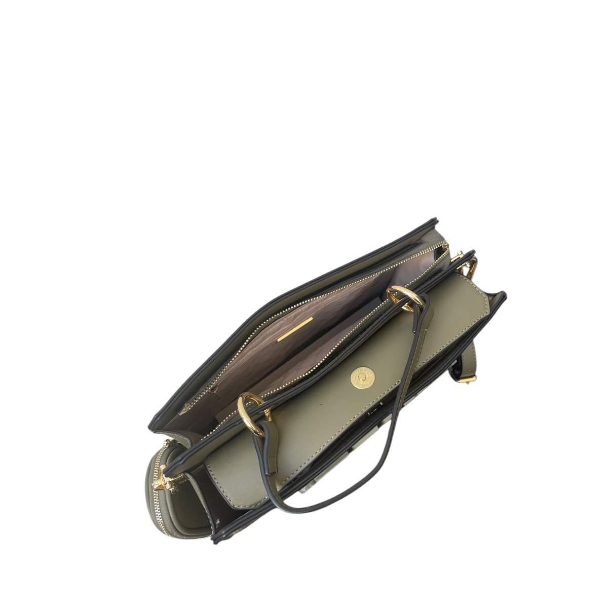 Foto 4 pulgar | Combo Steve Madden Bolsa Bevelyn Olive Xl Y Cartera Zipee Dark