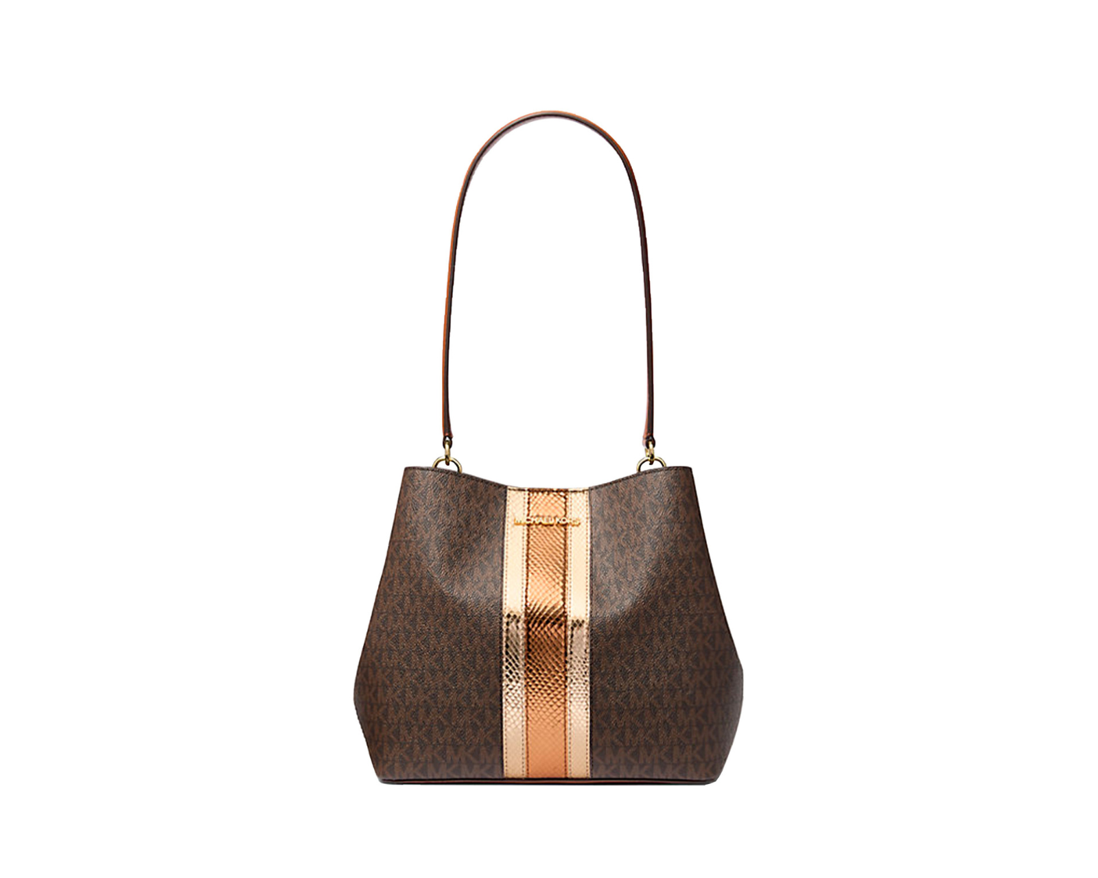 Foto 2 pulgar | Bolsa Michael Kors Pratt Medium Signature Logo And Metallic Shoulder Bag 35f4g3fs2b Café