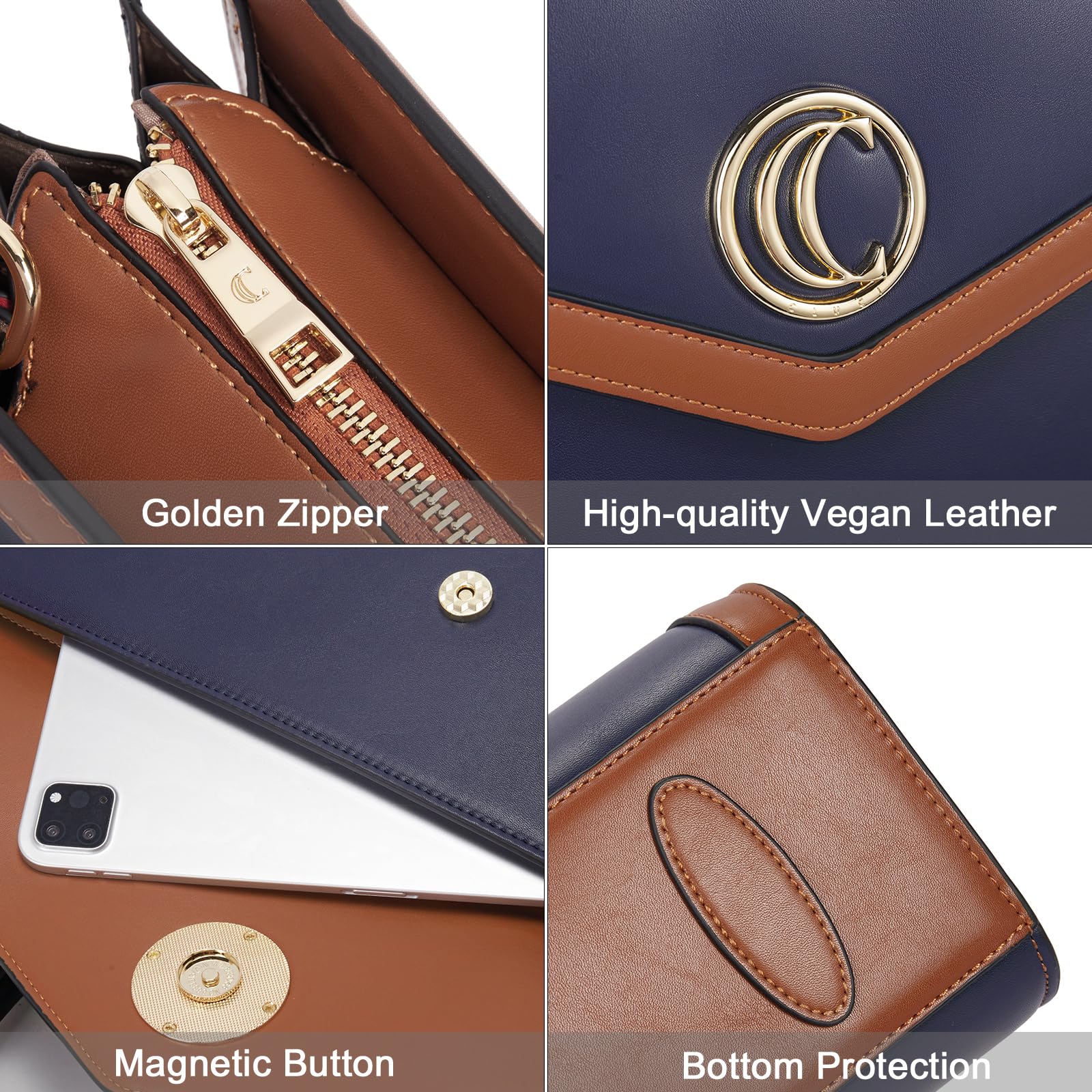 Foto 6 pulgar | Maletín Cluci Leather Para Portátil De 15.6'' Para Mujer, Color Azul - Venta Internacional.