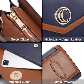 Foto 5 | Maletín Cluci Leather Para Portátil De 15.6'' Para Mujer, Color Azul - Venta Internacional.