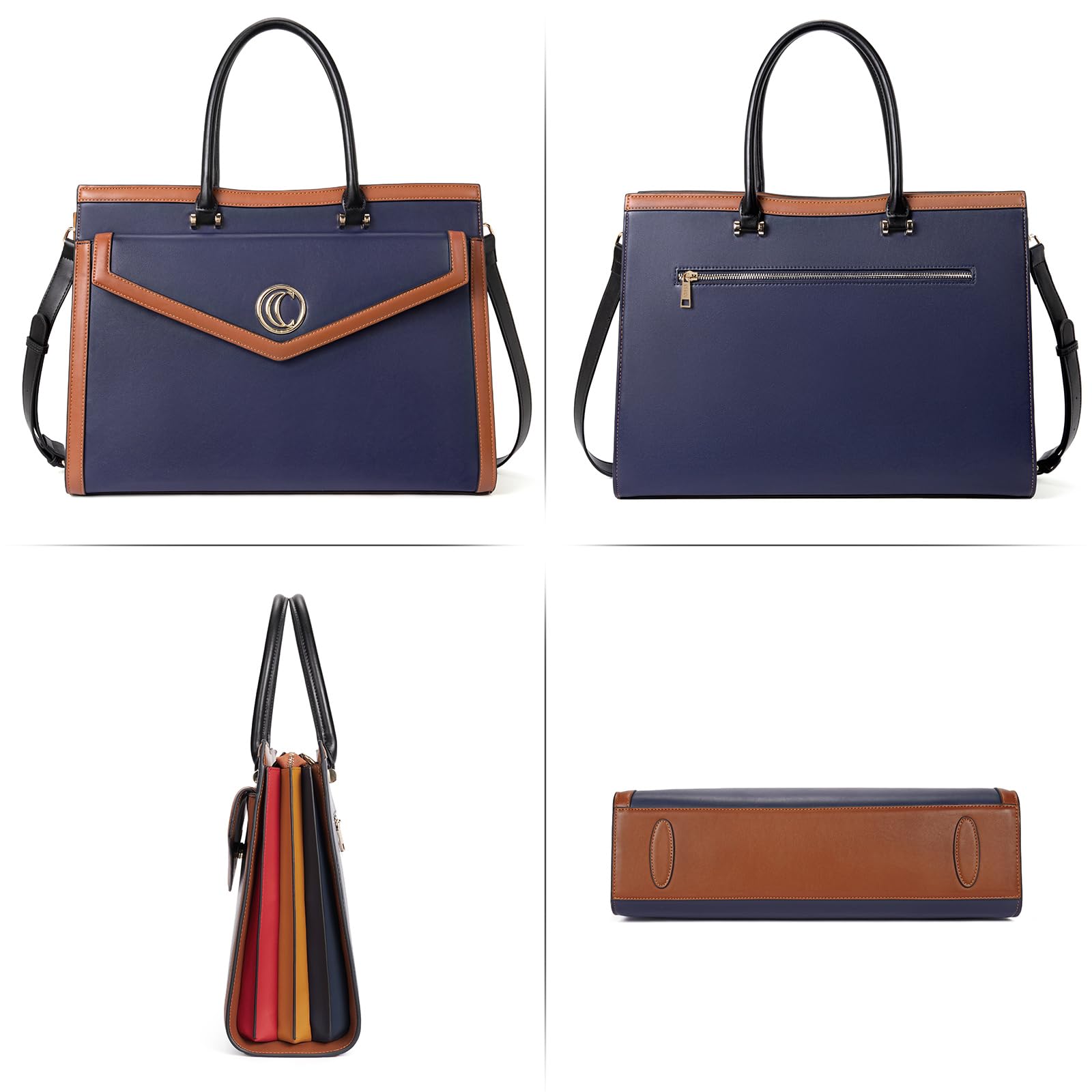 Foto 7 pulgar | Maletín Cluci Leather Para Portátil De 15.6'' Para Mujer, Color Azul - Venta Internacional.