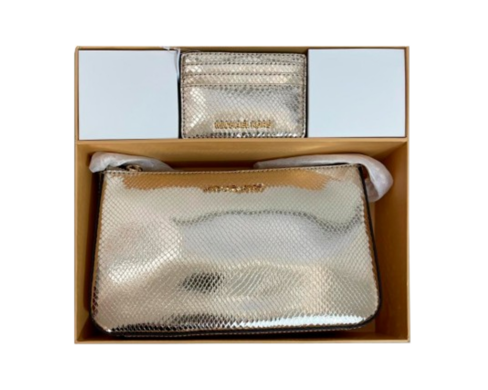 Foto 2 | Bolsa Michael Kors Medium Pouch And Card Case Gift Set 35f4ggzd6m Color Dorado
