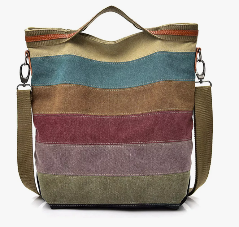 Foto 2 pulgar | Gran Capacidad Bolso Xtellar De Hombro Mujer Rainbow Canvas Marrón