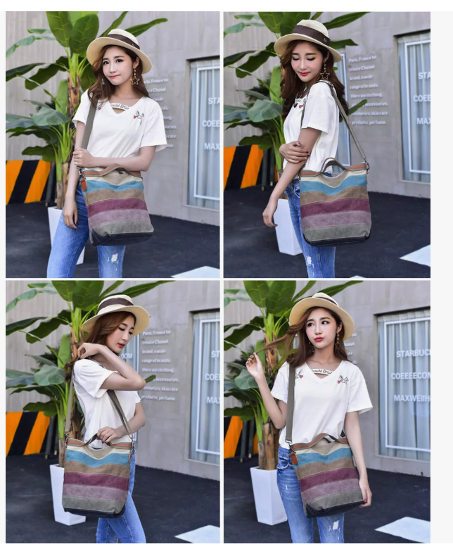 Foto 5 pulgar | Gran Capacidad Bolso Xtellar De Hombro Mujer Rainbow Canvas Marrón