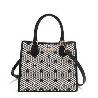 Foto 3 | Bolsa Cuadrada Nicole Lee Negro de Corte Láser y Pedrería