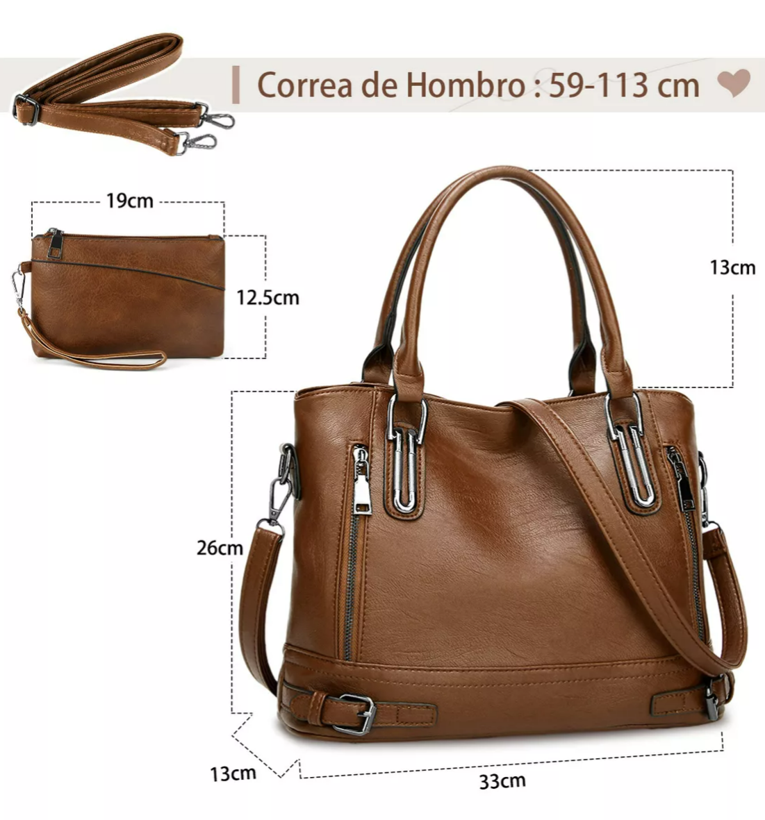 Foto 3 pulgar | Bolsas Tote Para Mujer De Moda Color Marrón Xtellar