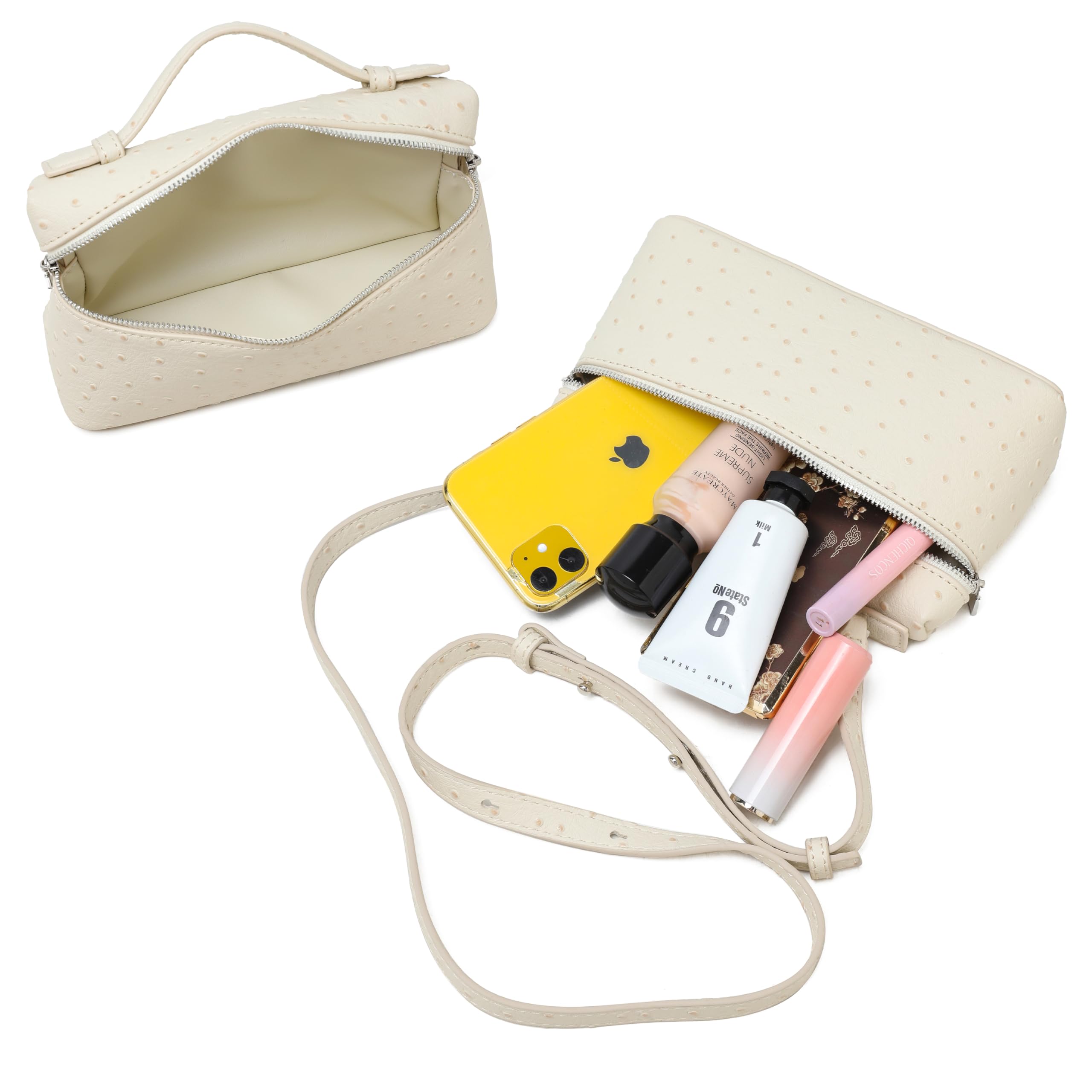 Foto 4 | Bandolera Rejolly Para Mujer, Pequeña, Piel, Color Crema - Venta Internacional.