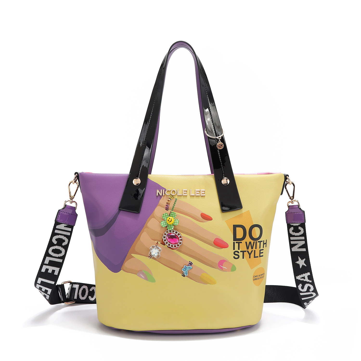 Foto 8 pulgar | Bolsa Tote Nicole Lee Estampado Nail Polish