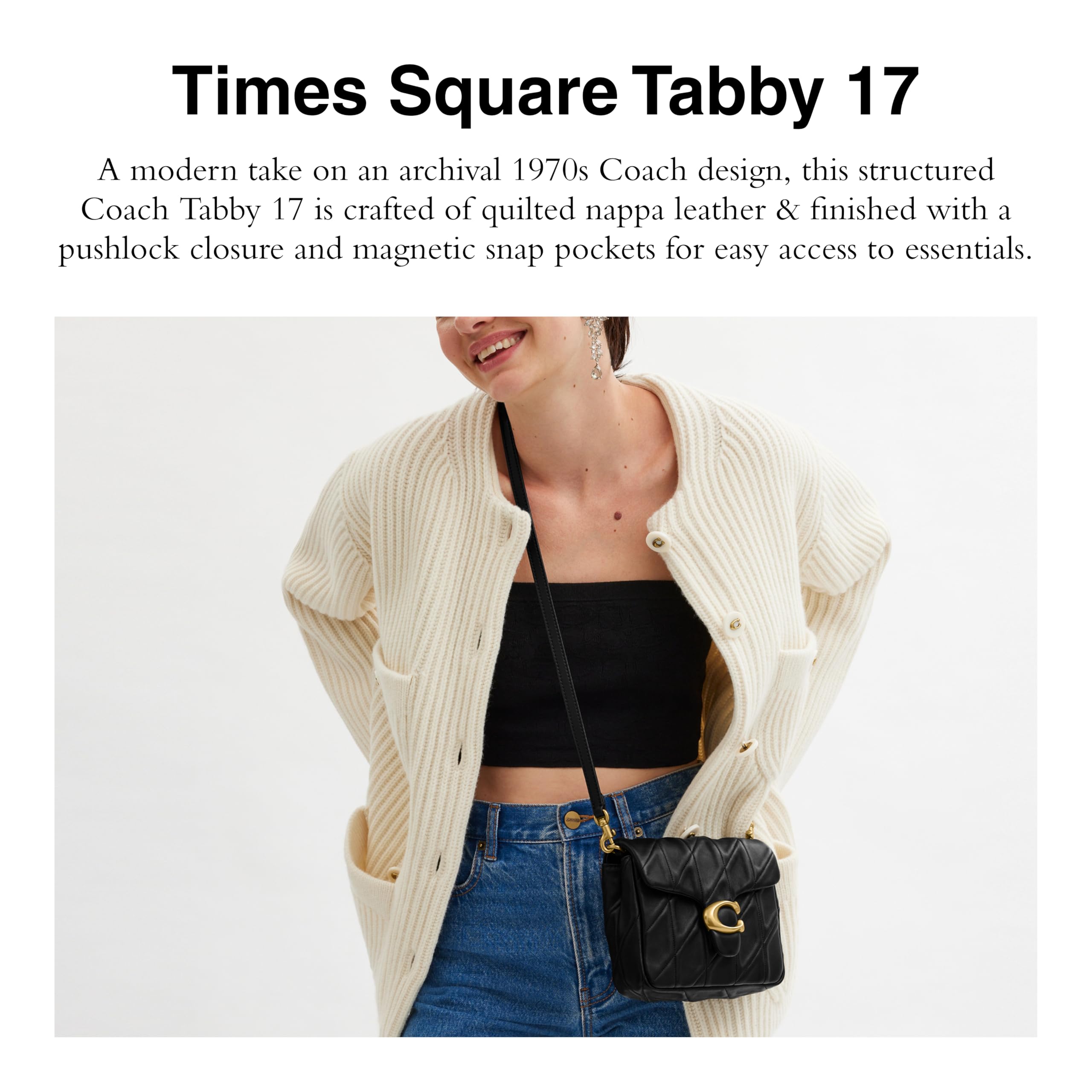 Foto 3 pulgar | Bolso Coach Times Square Tabby 17 Negro De Piel Napa Acolchada - Venta Internacional.