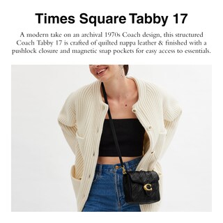 Foto 2 | Bolso Coach Times Square Tabby 17 Negro De Piel Napa Acolchada - Venta Internacional.
