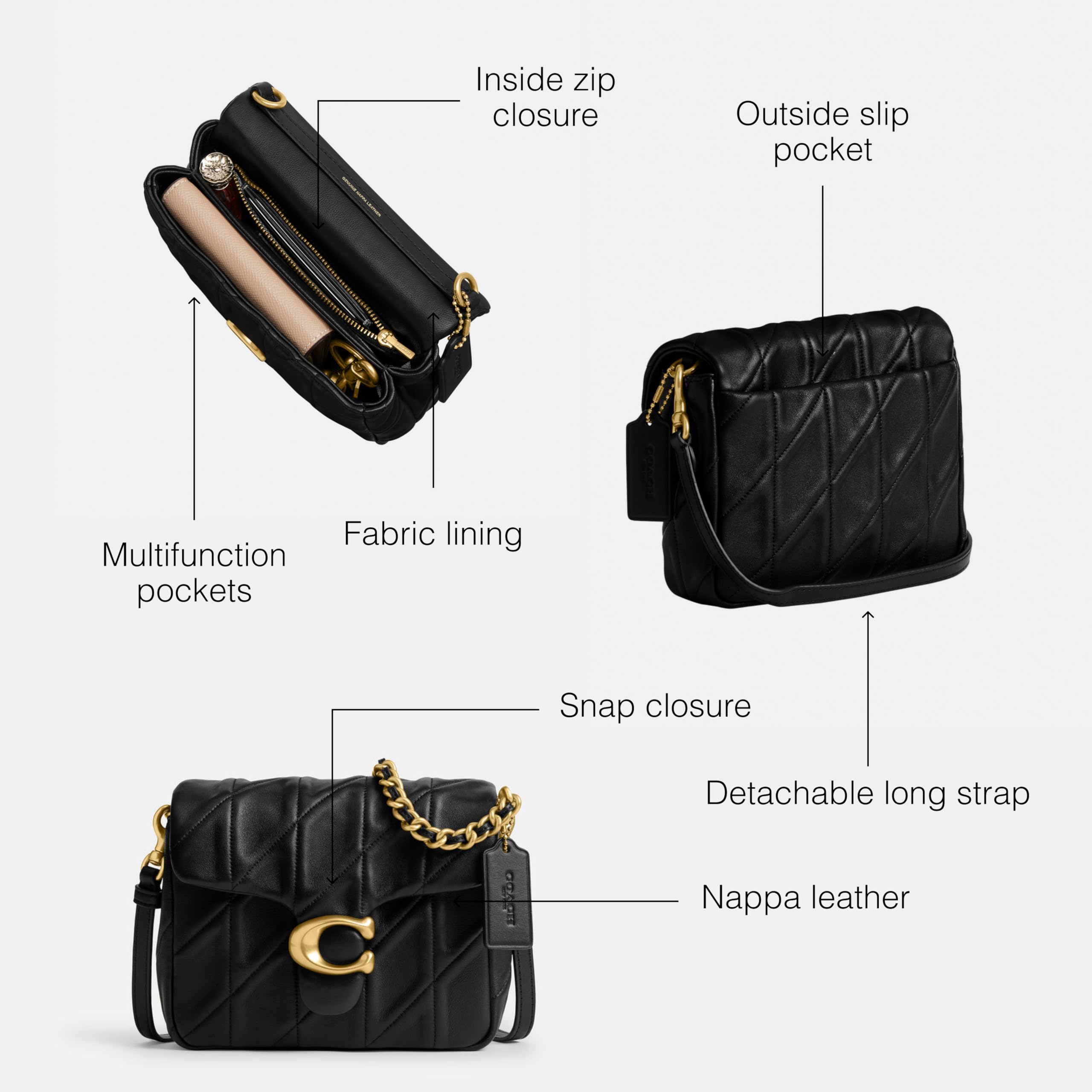 Foto 4 pulgar | Bolso Coach Times Square Tabby 17 Negro De Piel Napa Acolchada - Venta Internacional.