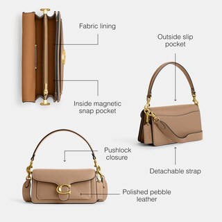 Foto 3 | Bandolera Coach De Piel Granulada Pulida Tabby 20 Taupe - Venta Internacional.