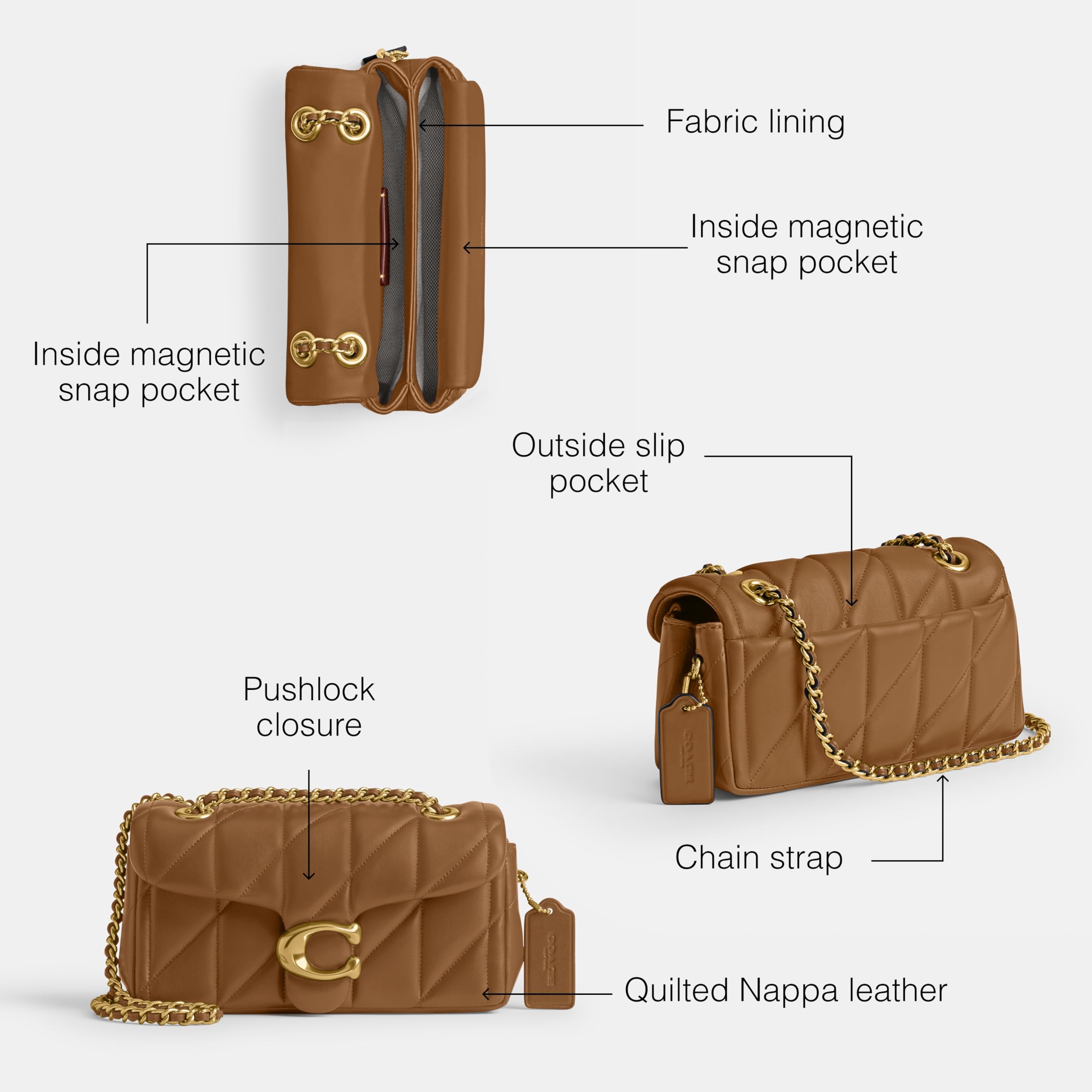 Foto 4 pulgar | Bandolera Coach Tabby 20 De Piel Acolchada Marrón Miel - Venta Internacional.