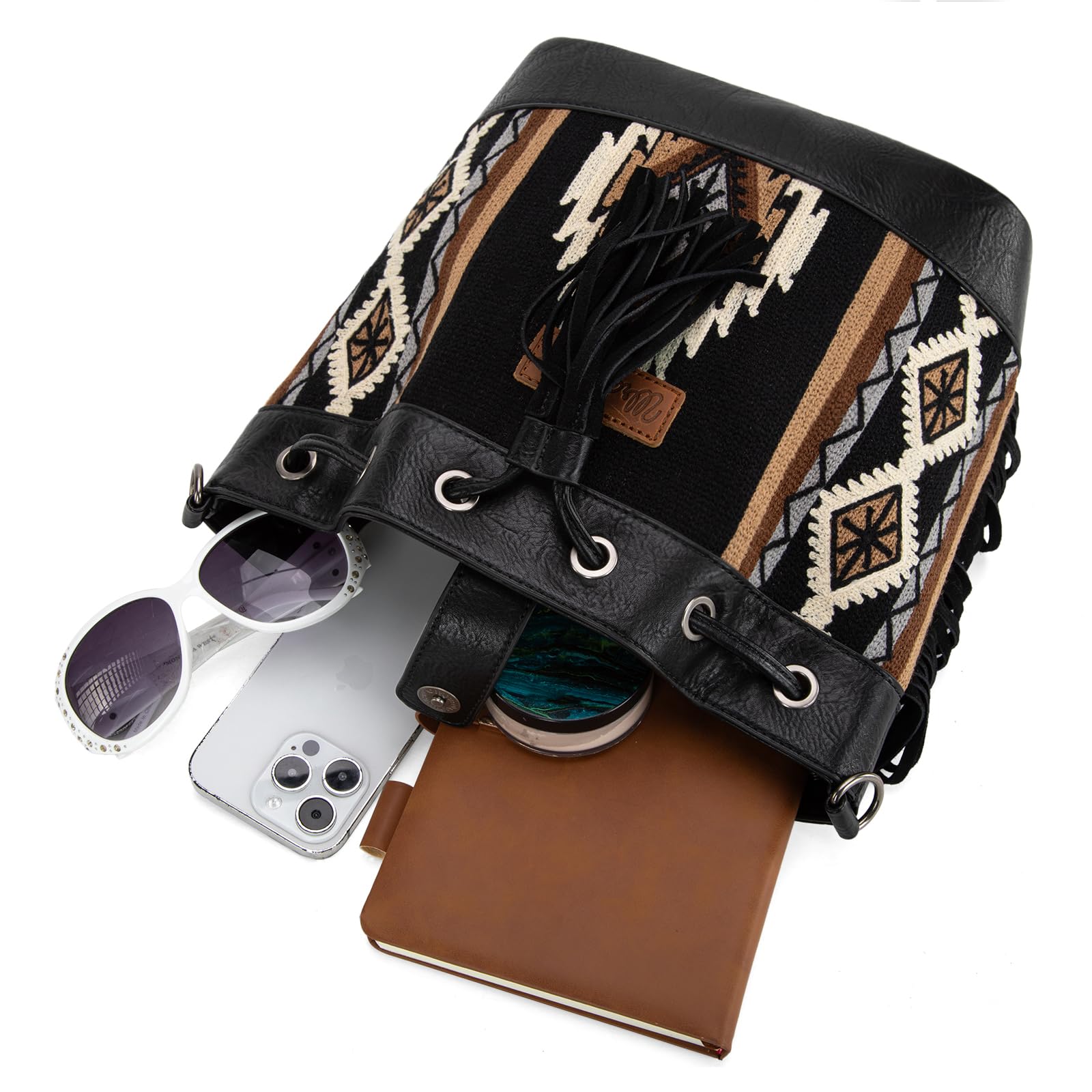 Foto 6 pulgar | Bolso Hobo Montana West Wrangler Con Tapicería Azteca De Piel Vegana - Venta Internacional.